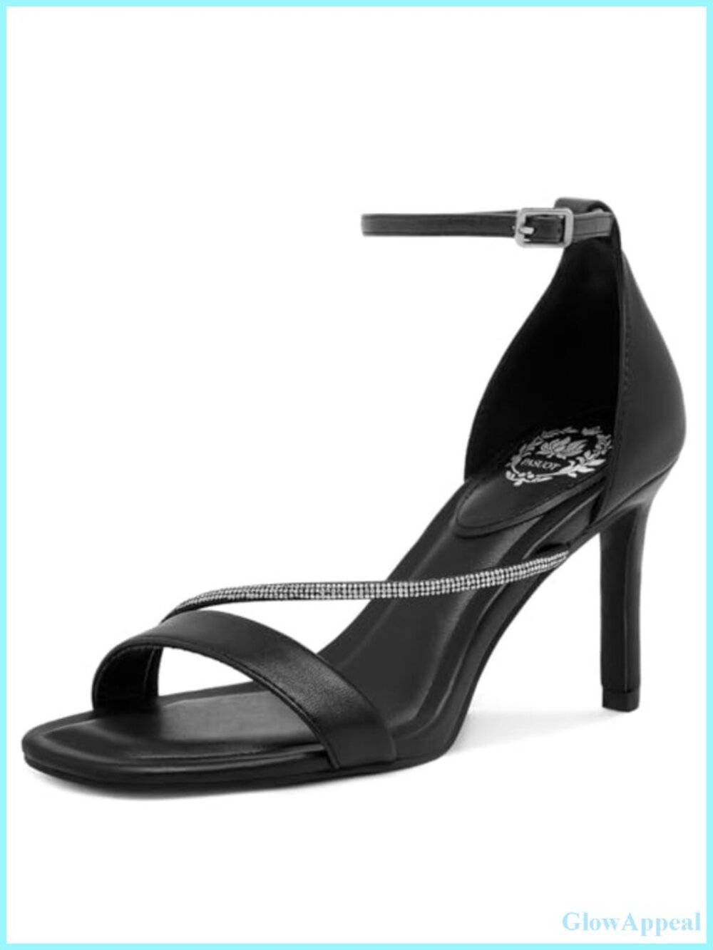 Pasuot Strappy Heels Faux Leather Rhinestone Sandals
